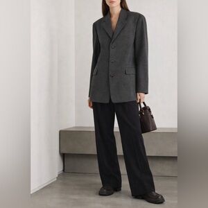 ISSEY MIYAKE Black White Wool Blend Pleated Blazer